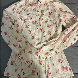 Asphalt Floral Shirt with Pink Accents